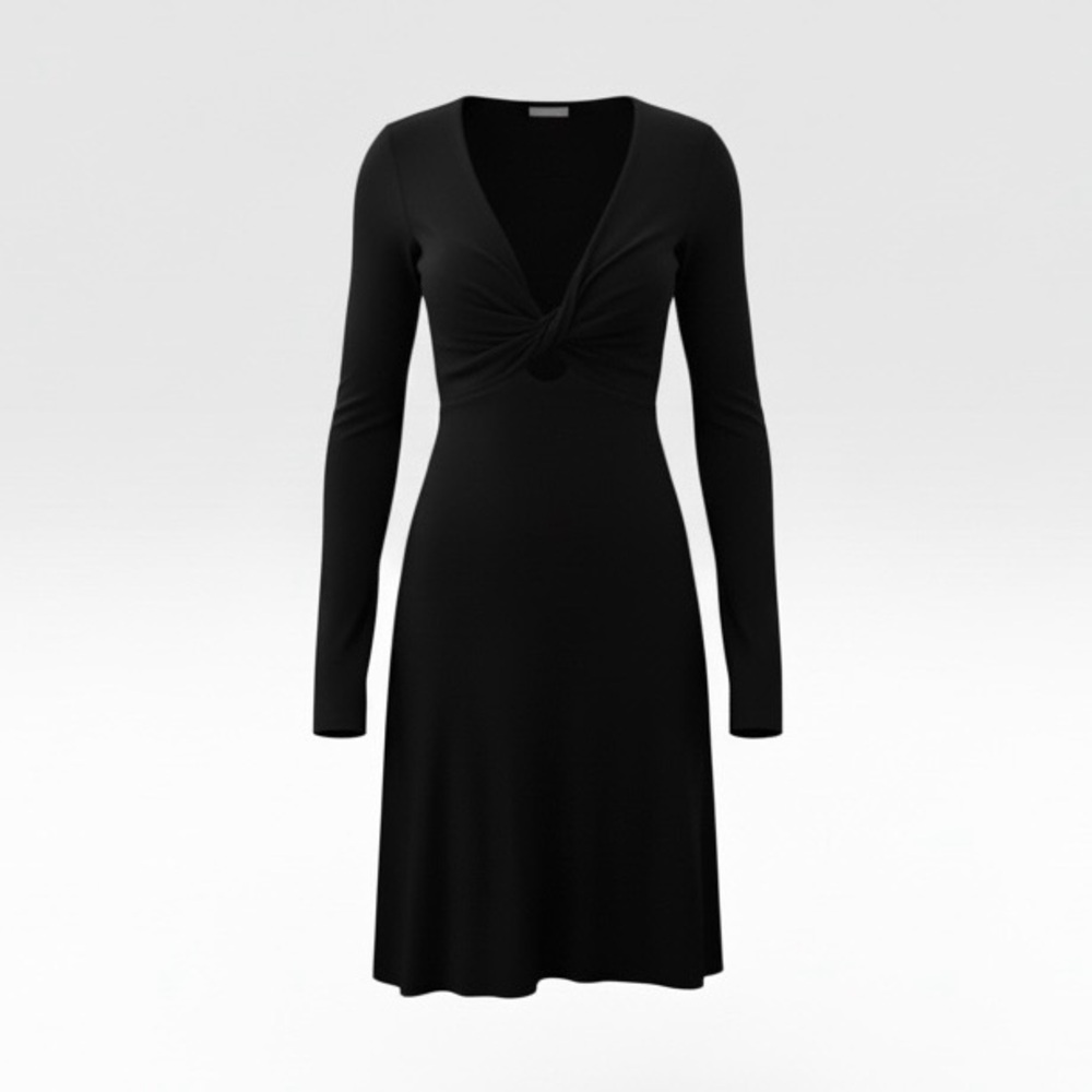 Aritzia Wilfred Free Black Twist Front Long Sleeve Dress XXS